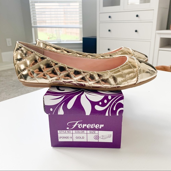 Used Forever Gold Quilted Flats Upgrade-14, size 8 (no box) - Picture 7 of 12